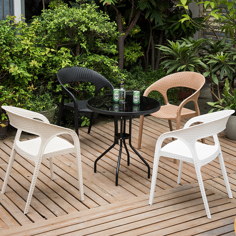 ラタンスタイルカフェチェア屋外家具ガーデンプラスチック樹脂椅子プラスチックガーデンチェア